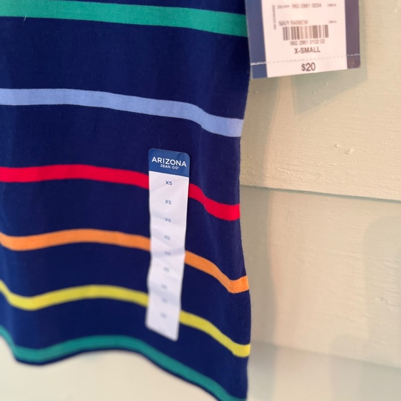 *NWT* ARIZONA JEAN CO. Navy Blue Rainbow Pride Soft Women's T-Shirt - Picture 2 of 11